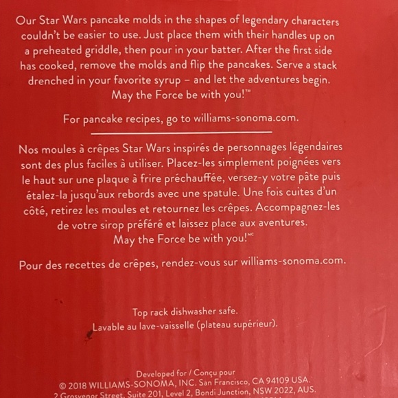 Williams Sonoma Star Wars Pancake Molds Yoda, Stormtrooper, Darth Vader, R2-D2 - Picture 3 of 6